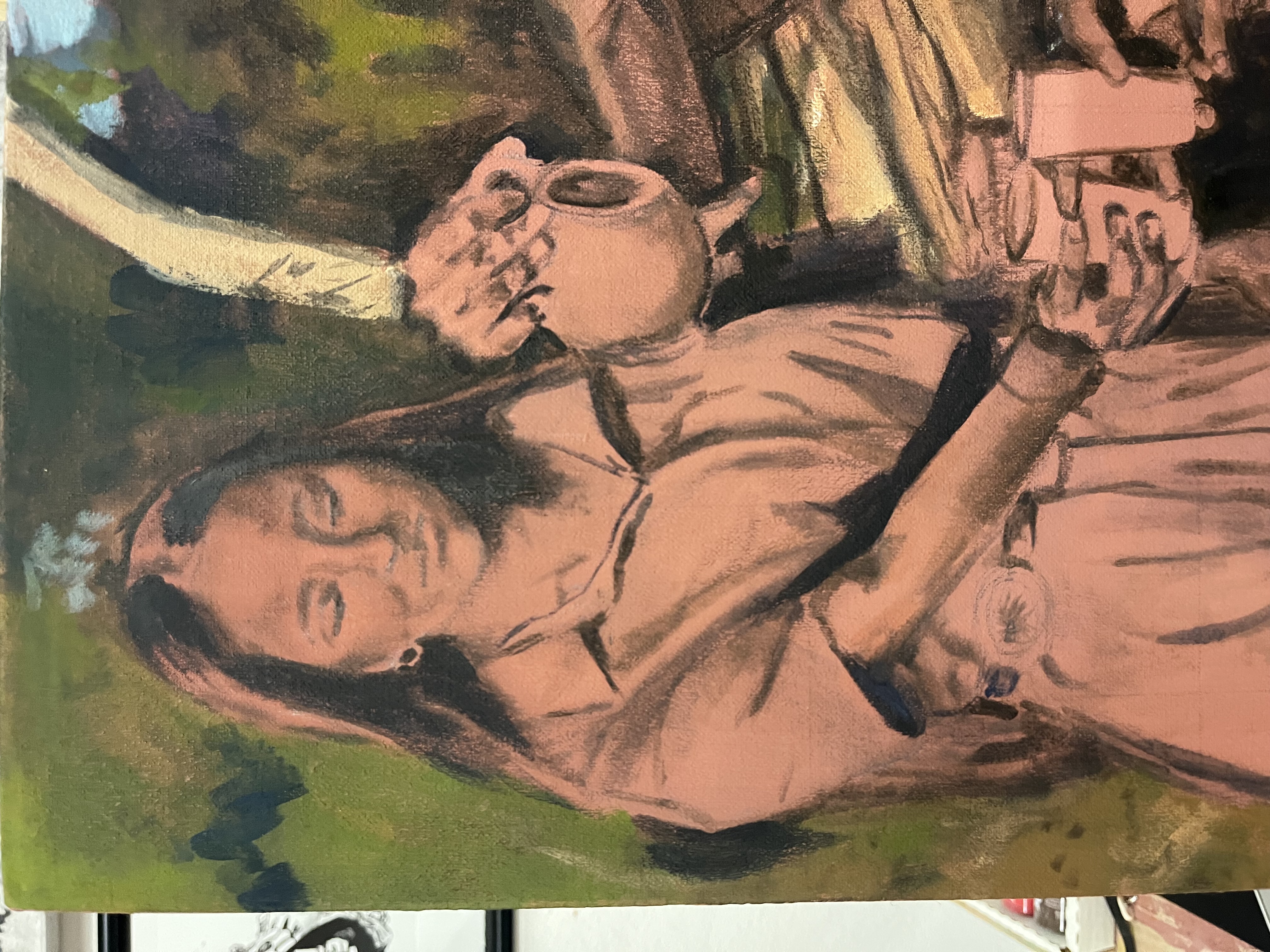 Detail of an oil painting by Indhira